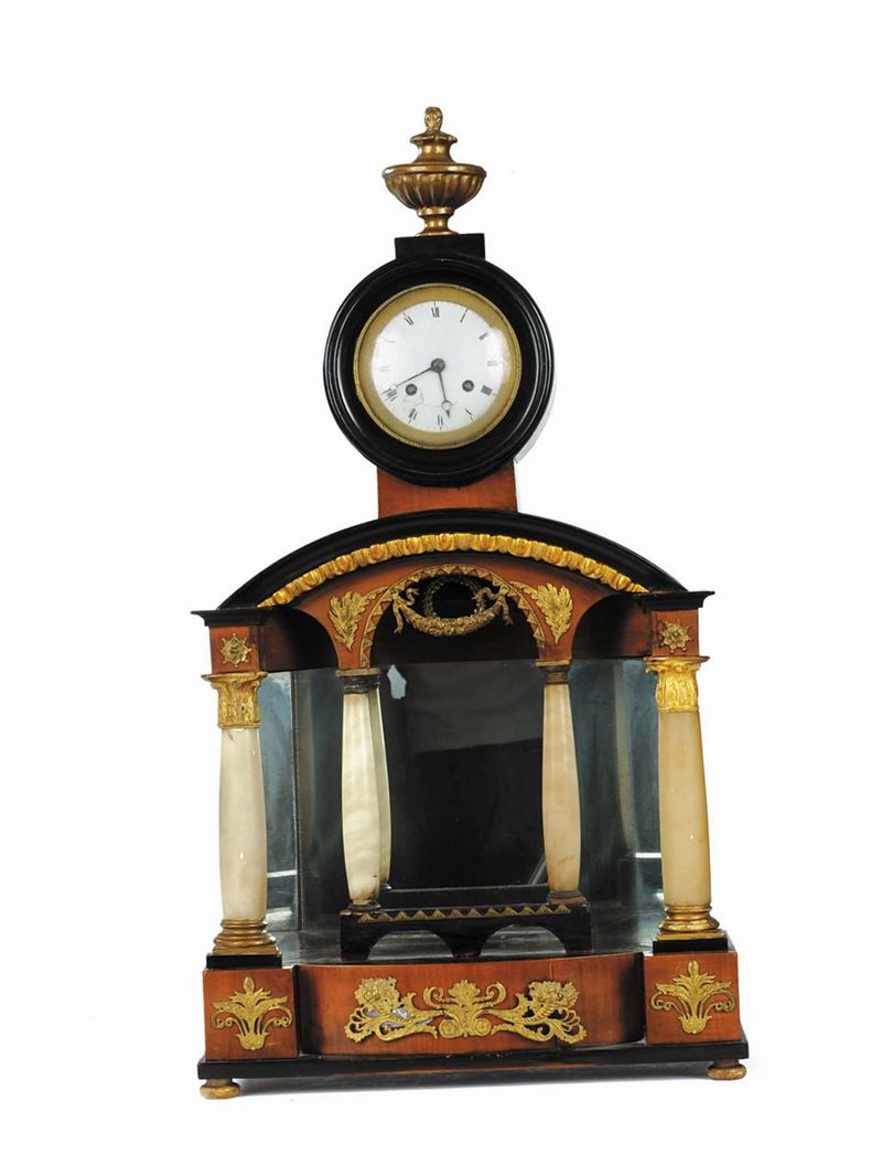 Orologio da tavolo in alabastro ed ebano, Vienna XIX secolo  - Auction House Sale Villa la Femara - Cambi Casa d'Aste