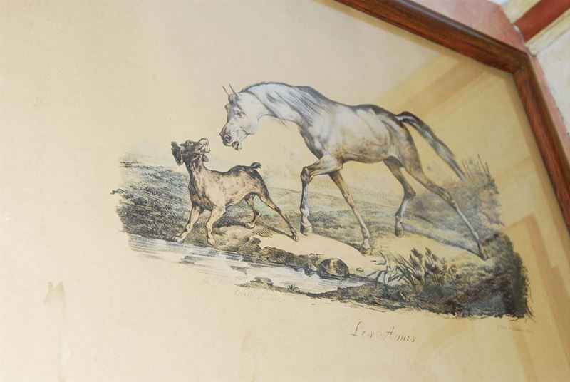 Litografia raffigurante cavalli  - Asta House Sale villa la Femara - Cambi Casa d'Aste