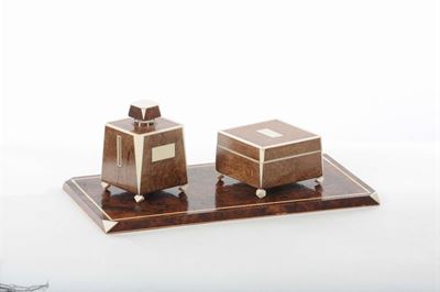 Set da Scrivania Composto da Tre Pezzi in Radica