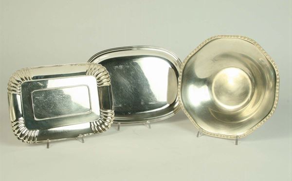 Tre vassoietti in argento