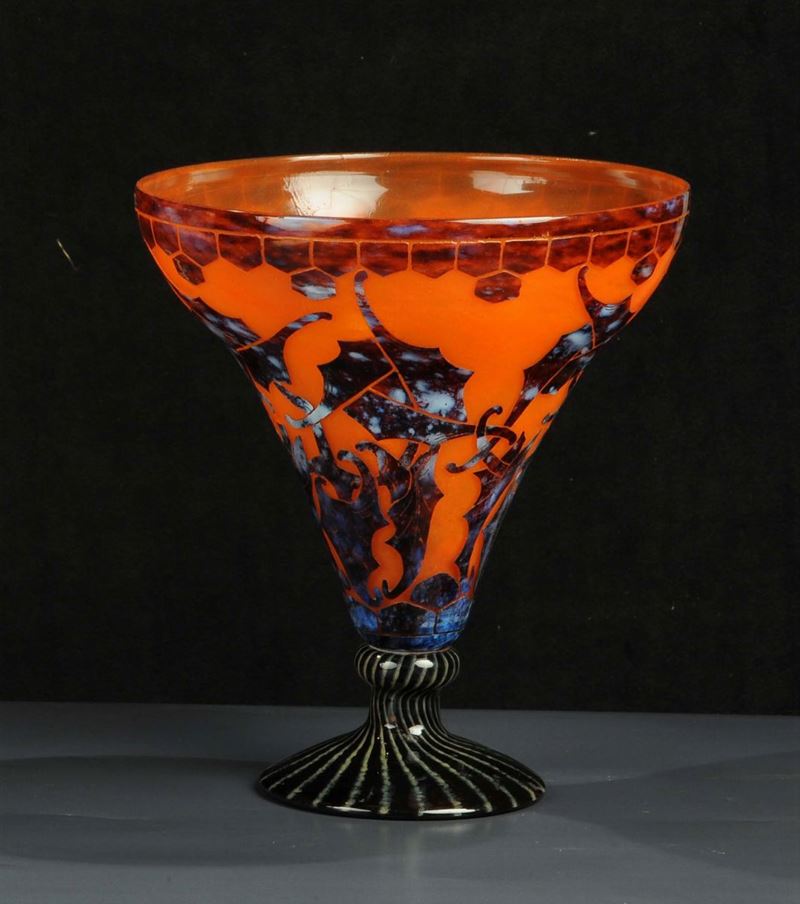 Le Verre FrancaisGrande coppa in vetro arancione  - Asta Arti Decorative del XX secolo e Design - Cambi Casa d'Aste