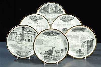 Piero Fornasetti - Milanolotto Comprendente Sei Piatti