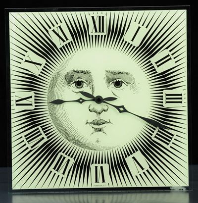 Piero Fornasetti - Milanoorologio Quadrato da Muro in Cristallo