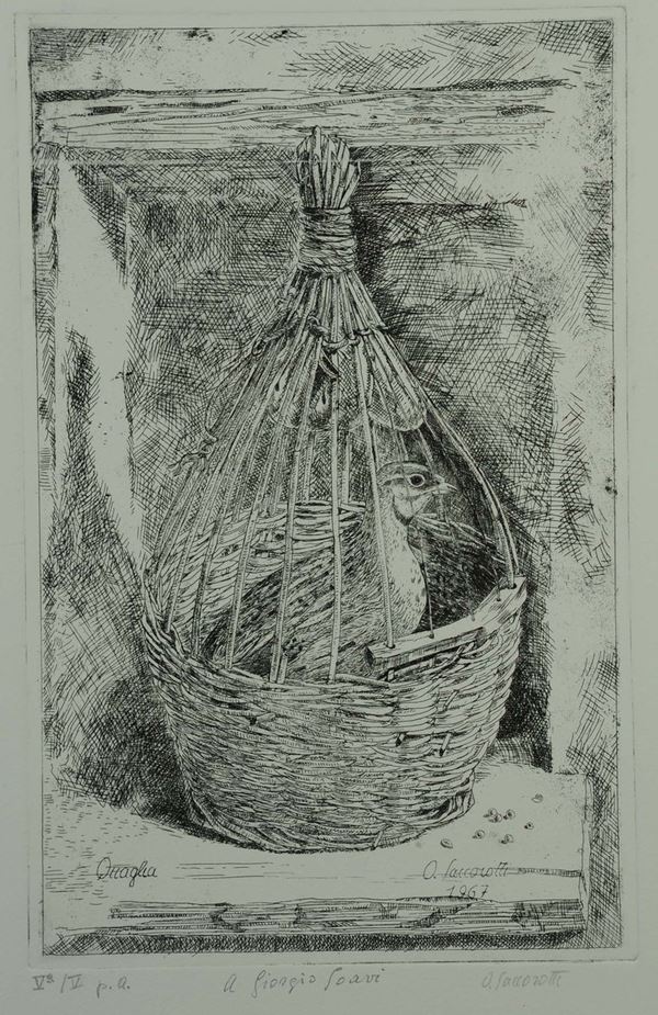 Oscar Saccorotti (1898-1986) Quaglia nella cesta