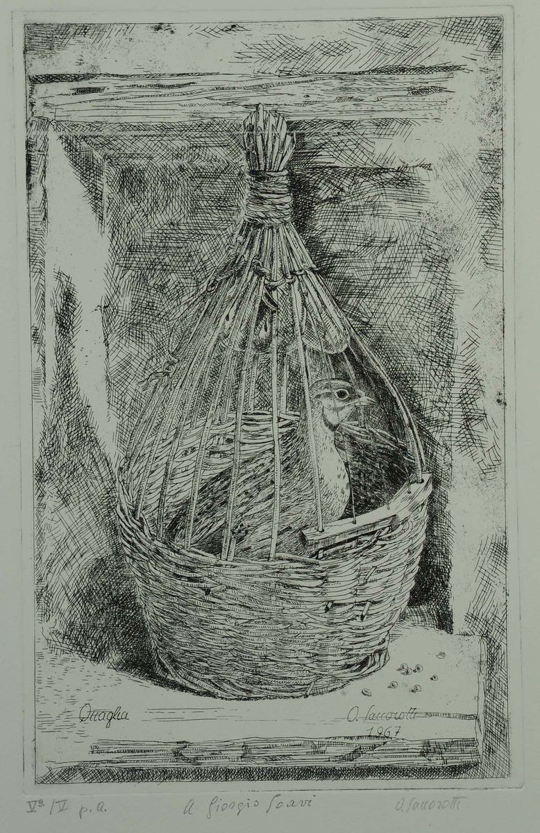 Oscar Saccorotti (1898-1986) Quaglia nella cesta  - Asta Antiquariato e Dipinti Antichi - Cambi Casa d'Aste