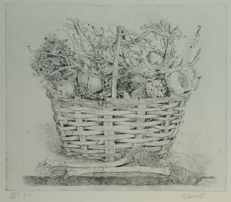 Oscar Saccorotti (1898-1986) Cesto con verdure  - Auction Antiquariato e Dipinti Antichi - Cambi Casa d'Aste