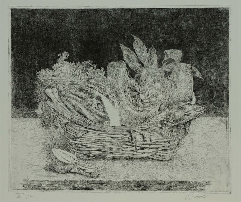 Oscar Saccorotti (1898-1986) Cesto con verdure  - Auction Antiquariato e Dipinti Antichi - Cambi Casa d'Aste