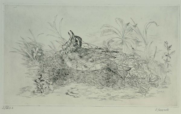 Oscar Saccorotti (1898-1986) Uccellino nella rete