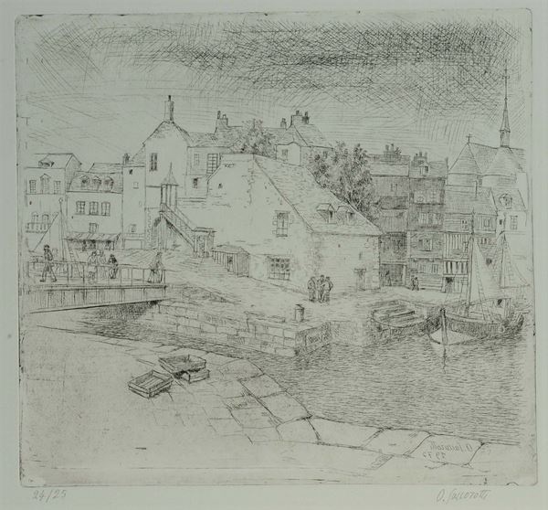 Oscar Saccorotti (1898-1986) Cittadina con canale