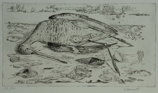 Oscar Saccorotti (1898-1986) Trampoliere sulla spiaggia