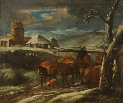Pietro Muiler Detto il Cavalier Tempesta (1637-1701)paesaggio con Armenti