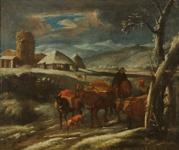 Pietro Mulier detto il Cavalier Tempesta (Haarlem 1637 - Milano 1701) Paesaggio con armenti