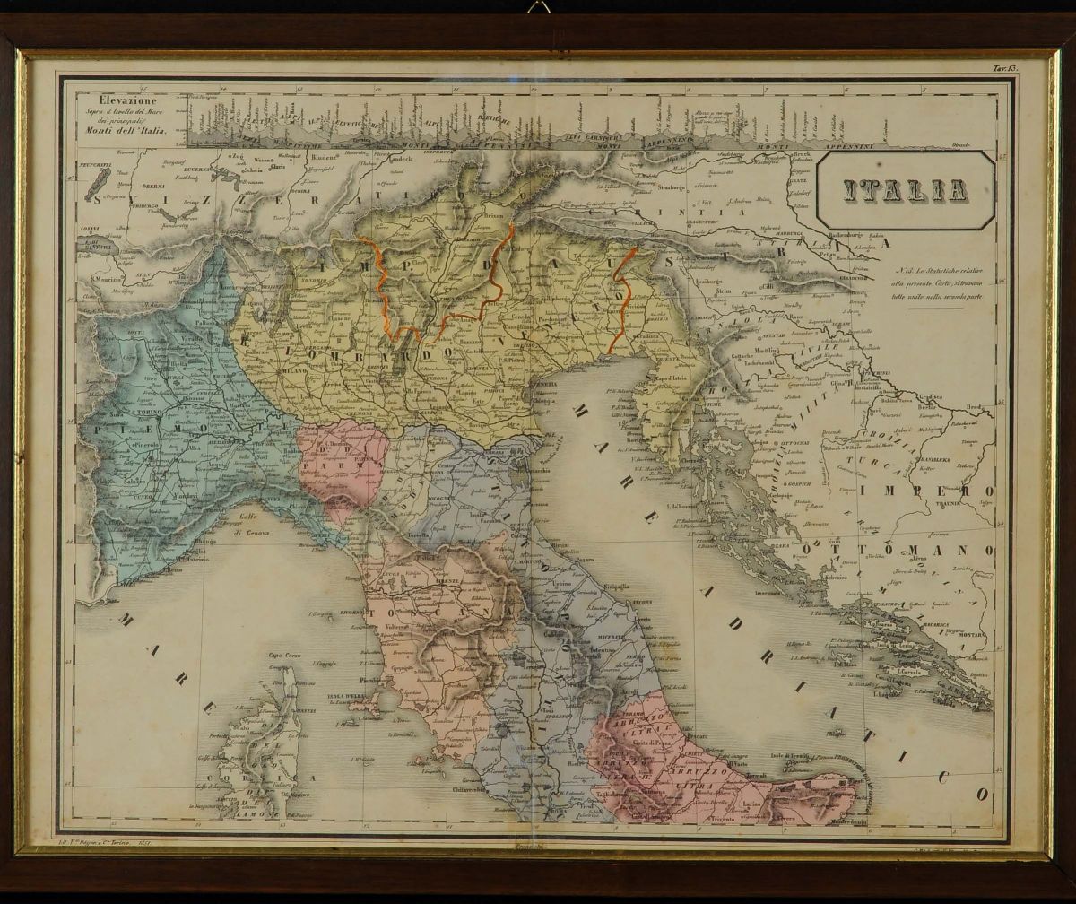 Cinque Carte Geografiche Dell' Italia Pre Unitaria, 1850