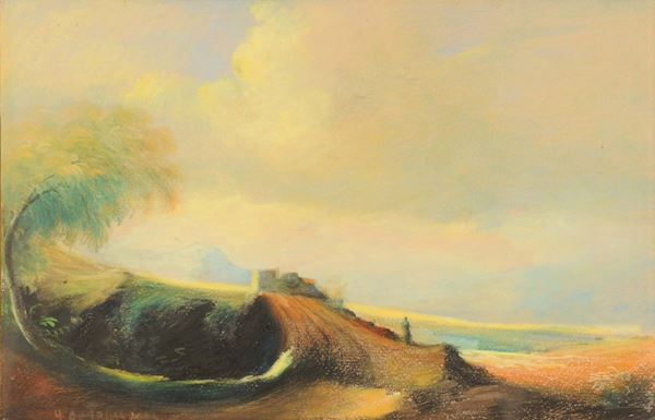 Ubaldo Bartolini (1944) Paesaggio con figura