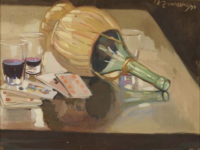 Adelina Zandrino (1893-1994)natura Morta con Fiasco, Anni '30