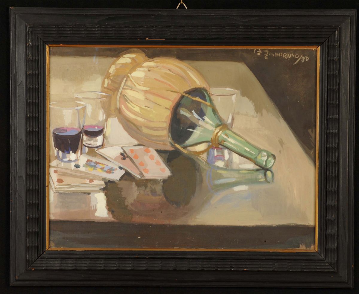 Adelina Zandrino (1893-1994)natura Morta con Fiasco, Anni '30