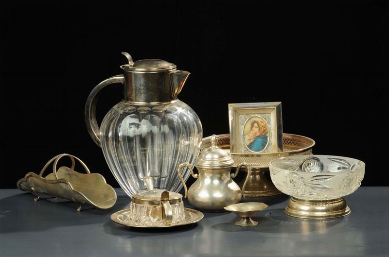 Lotto di oggetti in argento gr. 1000, cristallo e silverplate  - Asta Antiquariato e Dipinti Antichi - Cambi Casa d'Aste