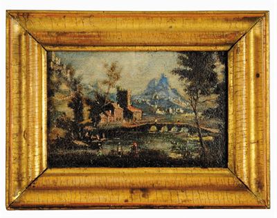 Coppia di Miniature Raffiguranti Paesaggi, XVIII Secolo