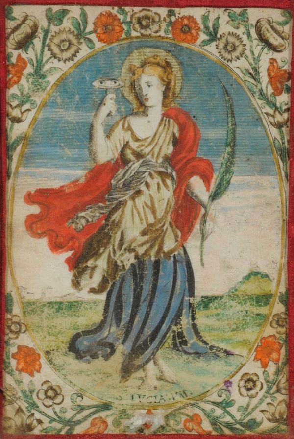 Stampa a colori raffigurante Santa Lucia