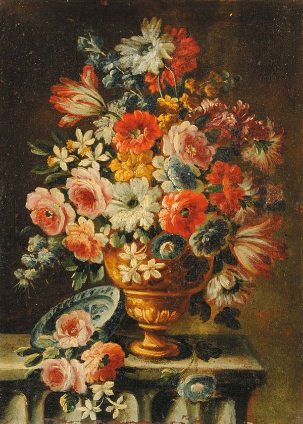 Scuola del XVIII secolo Natura morta con vaso di fiori