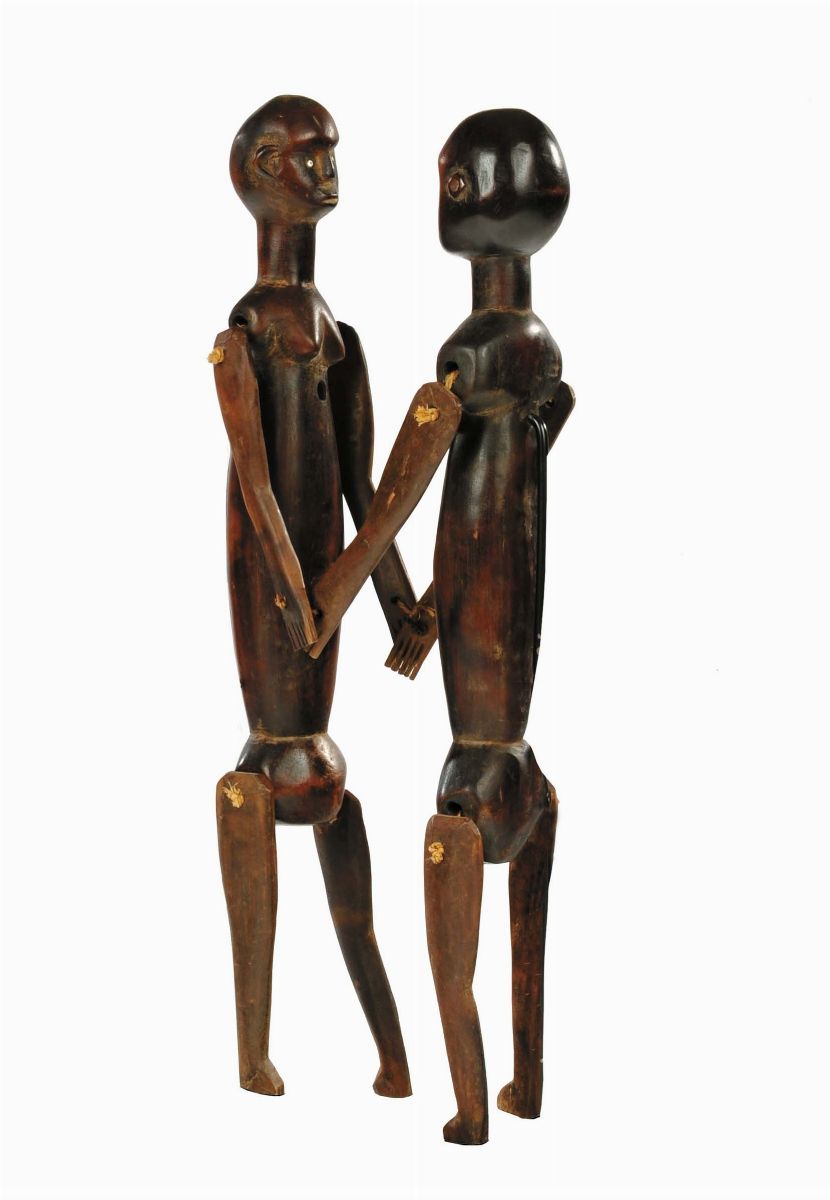 Rara Coppia di Sculture Articolate da Danza Nyamwezi