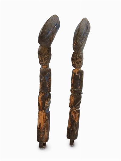 Coppia di Bastoni Rituali da Danza, Yoruba