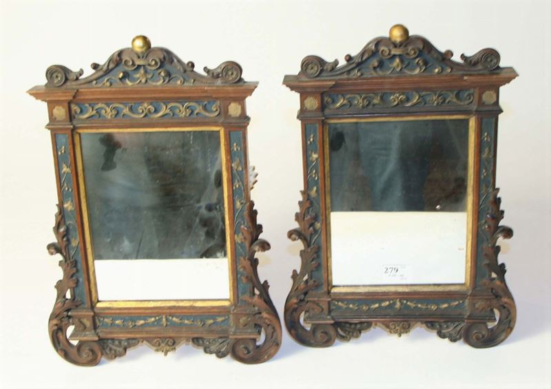 Coppia di specchierine rinascimento, XIX secolo  - Auction House Sale Villa la Femara - Cambi Casa d'Aste