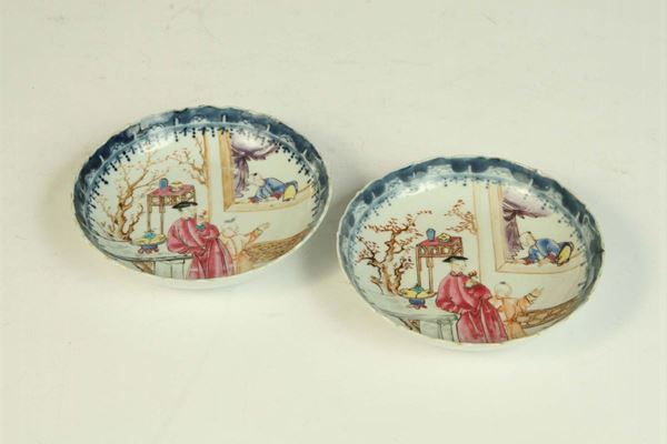 Due piattini in porcellana, Cina XIX secolo
