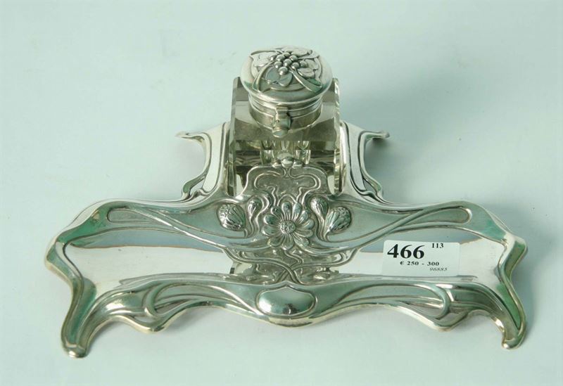 Calamaio Liberty in argento e cristallo  - Auction House Sale Villa la Femara - Cambi Casa d'Aste