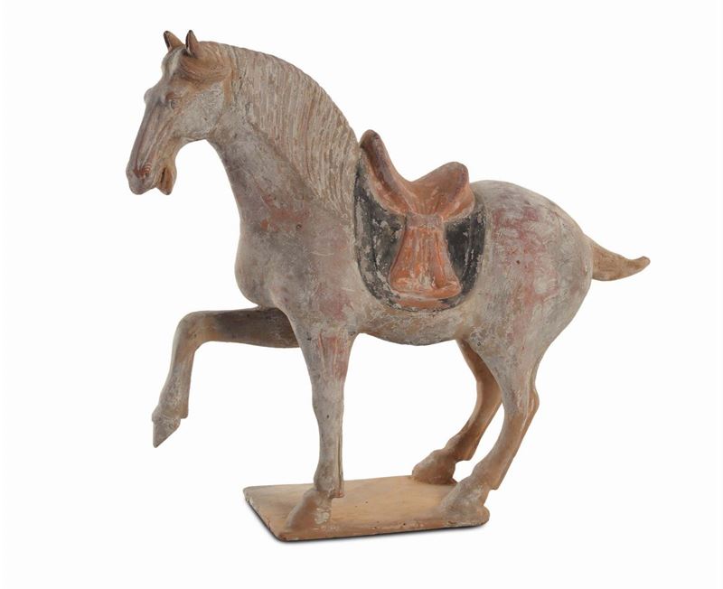 Cavallo in terracotta di epoca Tang, Cina VII secolo  - Auction House Sale Villa la Femara - Cambi Casa d'Aste