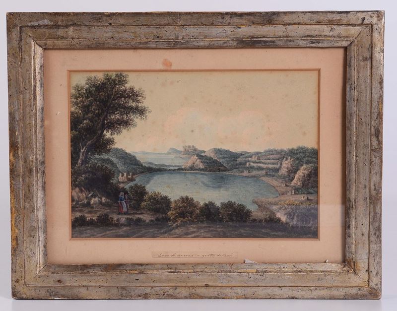 Scuola del XIX secolo Lago di Averna  - Auction Antiquariato e Dipinti Antichi - Cambi Casa d'Aste
