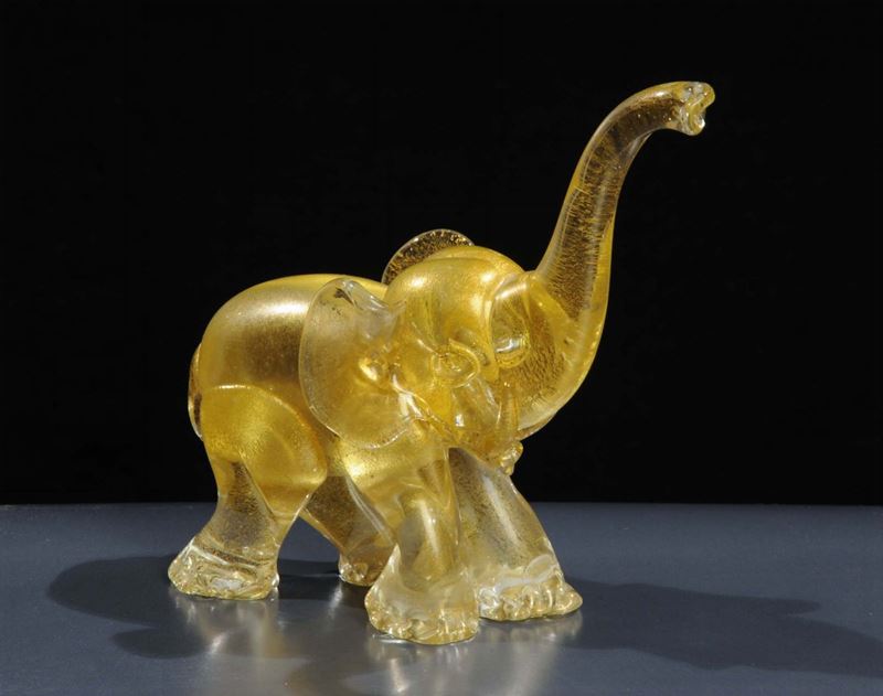 Manifattura MuranesePiccolo elefante in vetro incolore  - Asta Arti Decorative del XX secolo e Design - Cambi Casa d'Aste
