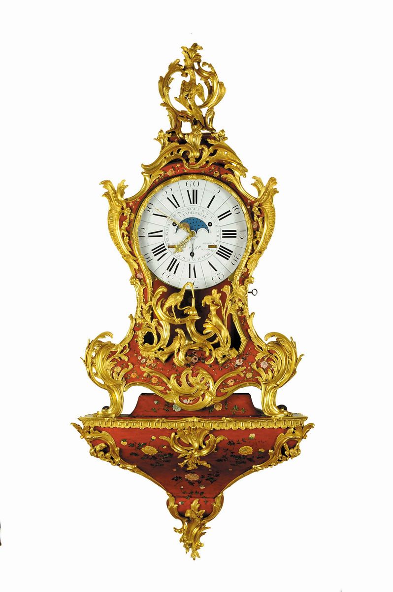 Rarissimo Orologio Cartel Luigi XV Vander Cruise a Paris, Francia XVIII Secolo