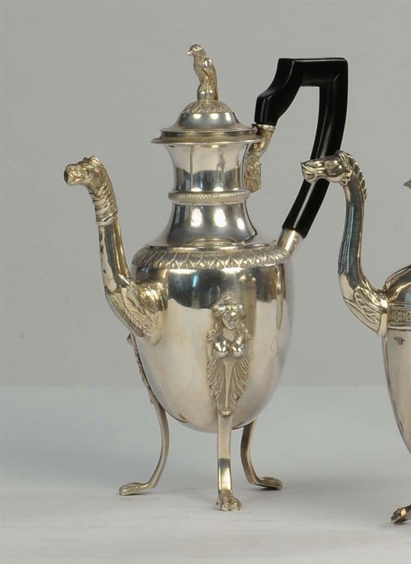 Caffettiera Impero in argento, Napoli XIX secolo