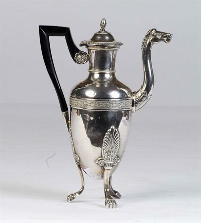 Caffettiera Impero in Argento, Napoli XIX Secolo