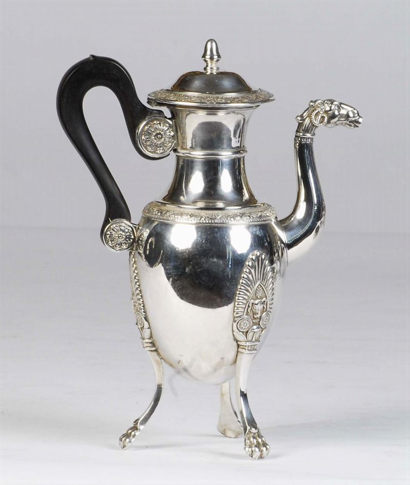Piccola caffettiera Impero in argento, Napoli XIX secolo  - Auction House Sale Villa la Femara - Cambi Casa d'Aste