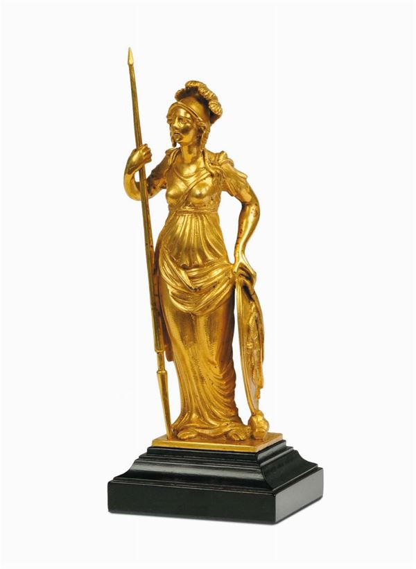 Statua in bronzo dorato raffigurante Athena, Francia fine XIX secolo