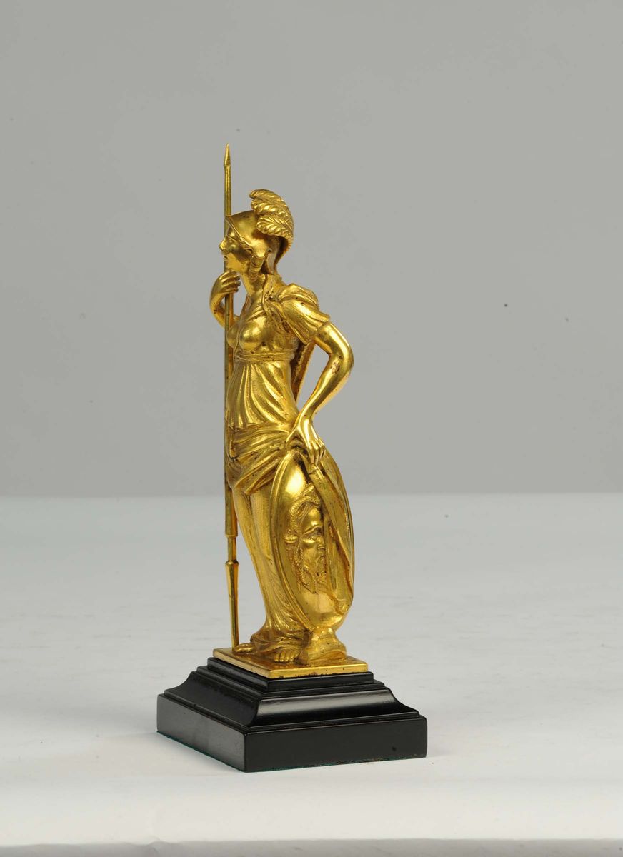 Statua in Bronzo Dorato Raffigurante Athena, Francia Fine XIX Secolo