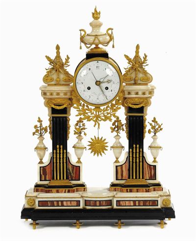 Orologio a Portico in Marmo e Bronzi, Francia 1780 Circa