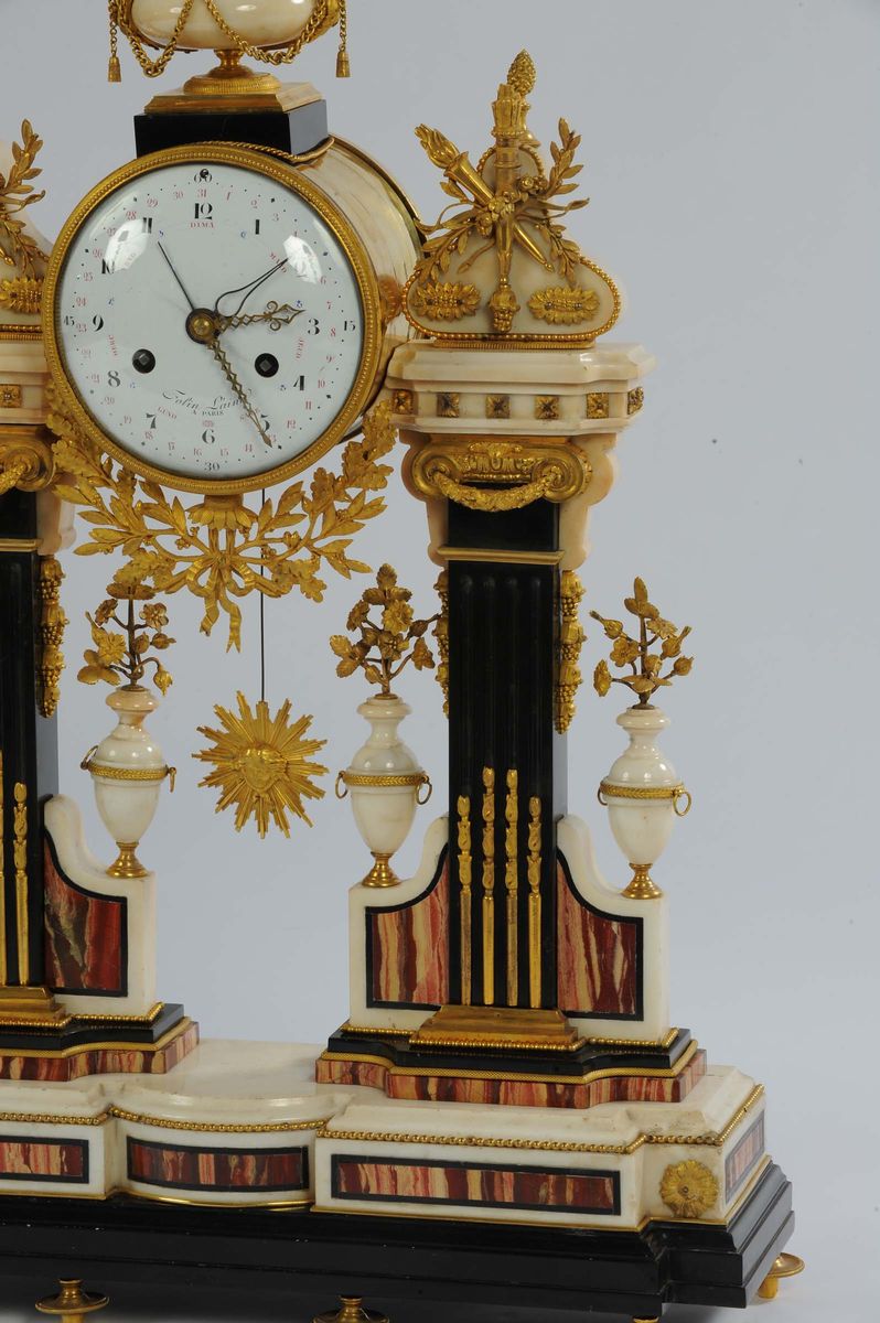 Orologio a Portico in Marmo e Bronzi, Francia 1780 Circa