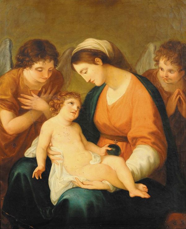 Scuola Neoclassica della fine del XVIII secolo Madonna con Bambino e Angeli