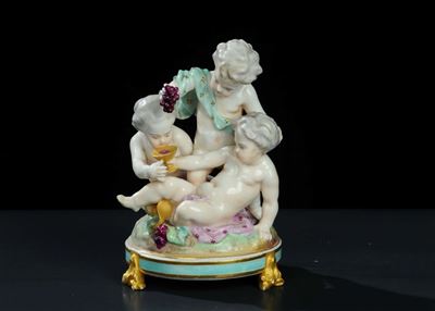 Gruppo in Porcellana Raffigurante Allegoria Dell'autunno, Meissen Inizi XIX Secolo