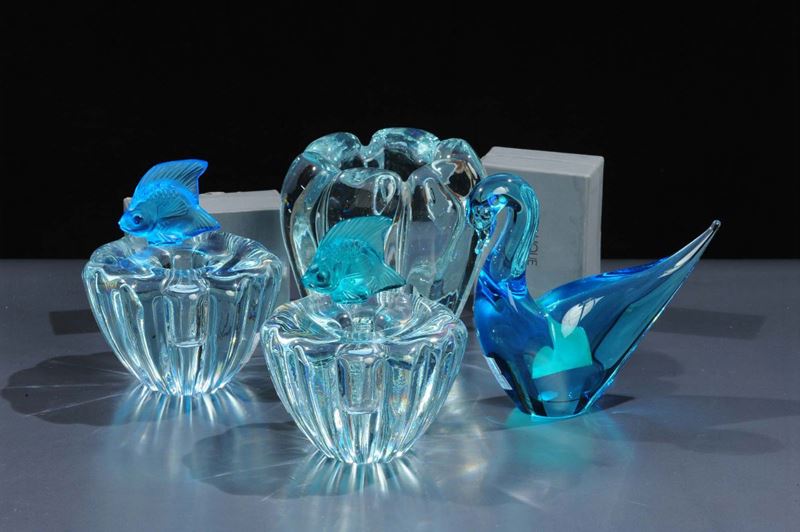 Lotto comprendente una coppia di bugie e un vaso in cristallo Orrefors  - Asta Arti Decorative del XX secolo e Design - Cambi Casa d'Aste