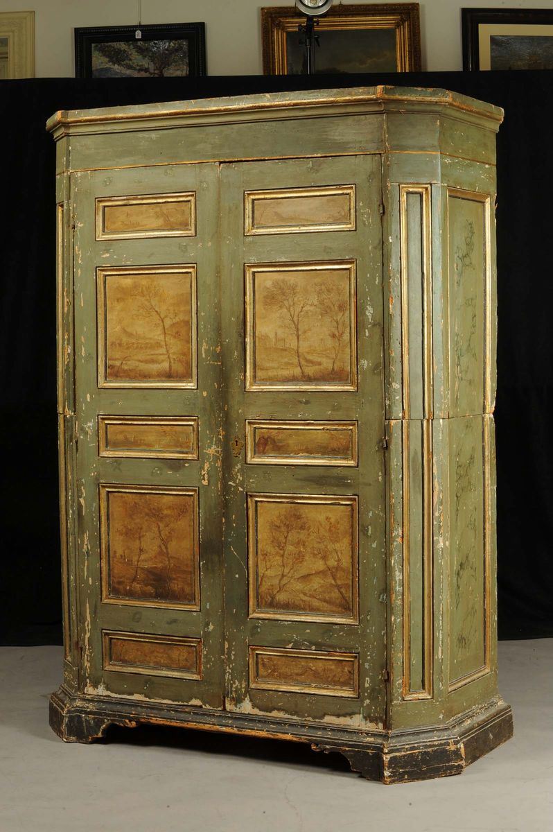 Armadio laccato a due ante, XIX secolo  - Auction Antiquariato e Dipinti Antichi - Cambi Casa d'Aste