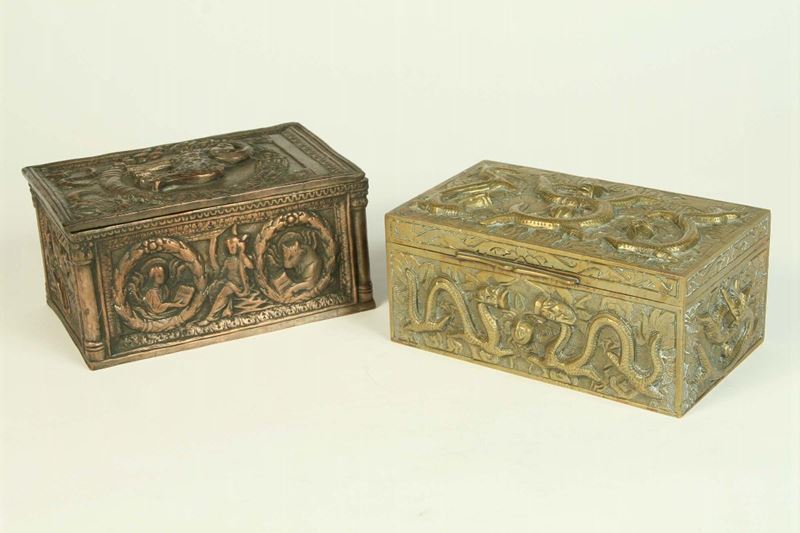 Due scatole con coperchio dipinto  - Auction House Sale Villa la Femara - Cambi Casa d'Aste
