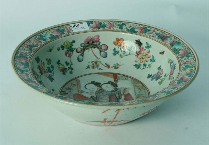 Ciotola in porcellana policroma, Cina XIX secolo  - Auction House Sale Villa la Femara - Cambi Casa d'Aste