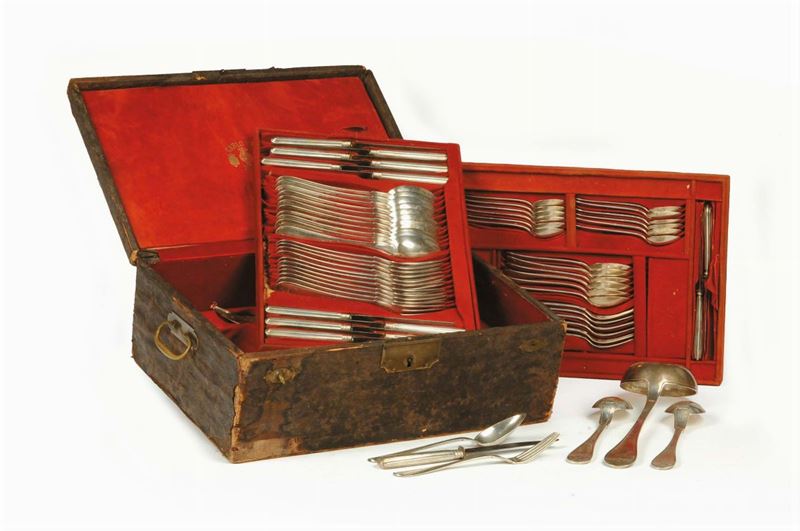 Servizio di posate in argento Carlo Balbino Torino, XIX secolo  - Auction House Sale Villa la Femara - Cambi Casa d'Aste