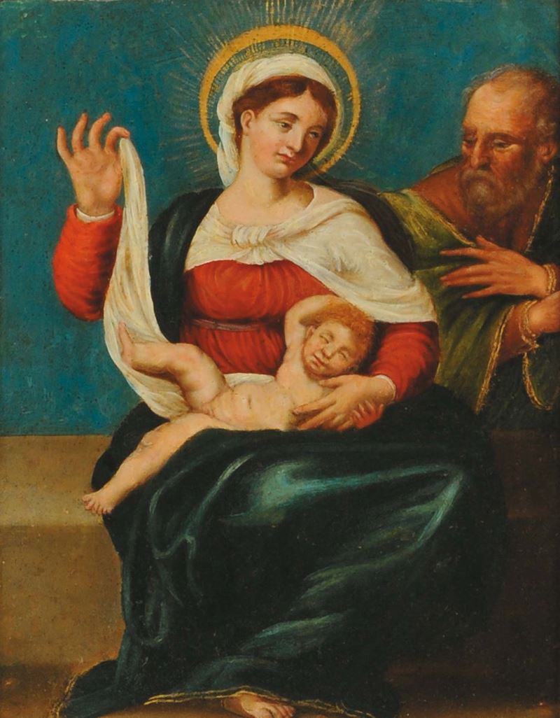 Scuola del XVII secolo Madonna con Bambino  - Asta House Sale villa la Femara - Cambi Casa d'Aste