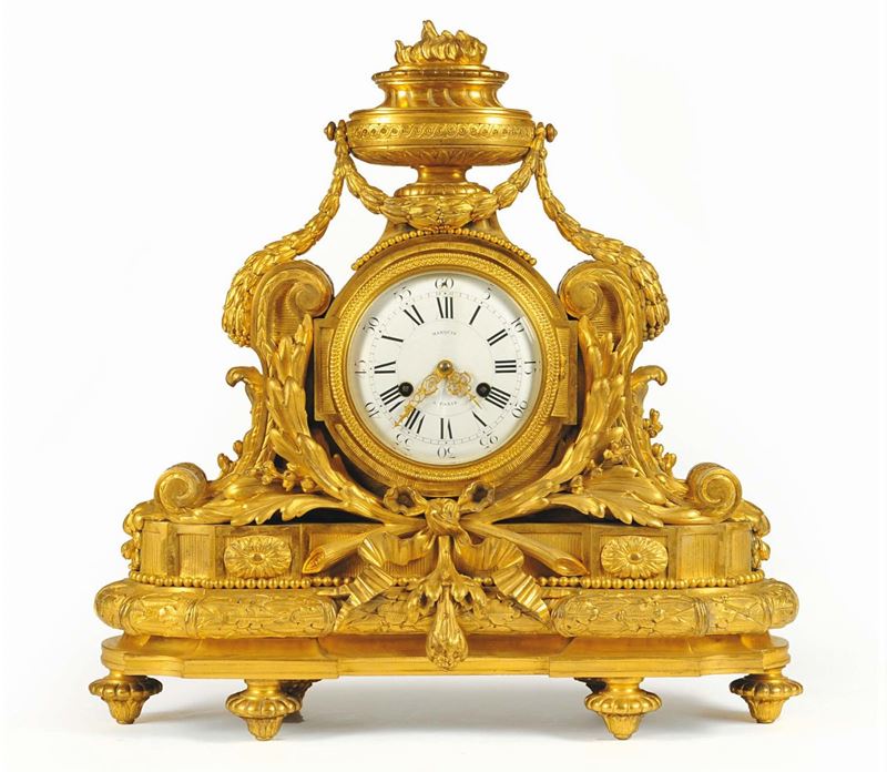 Orologio Napoleone III in bronzo dorato, Francia XIX secolo  - Auction House Sale Villa la Femara - Cambi Casa d'Aste