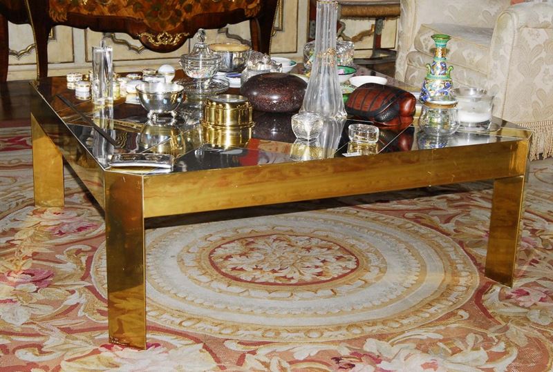 Tavolo da salotto in metallo argentato e dorato  - Auction House Sale Villa la Femara - Cambi Casa d'Aste